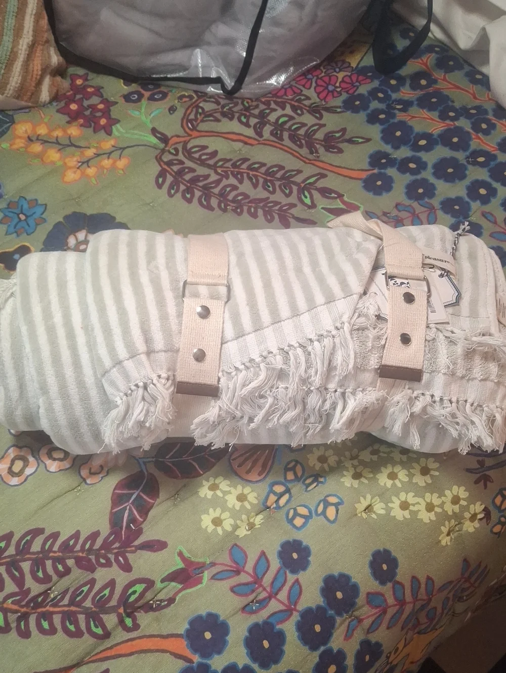 The Beach Blanket By Business & Pleasure Co- Cream And Light Green